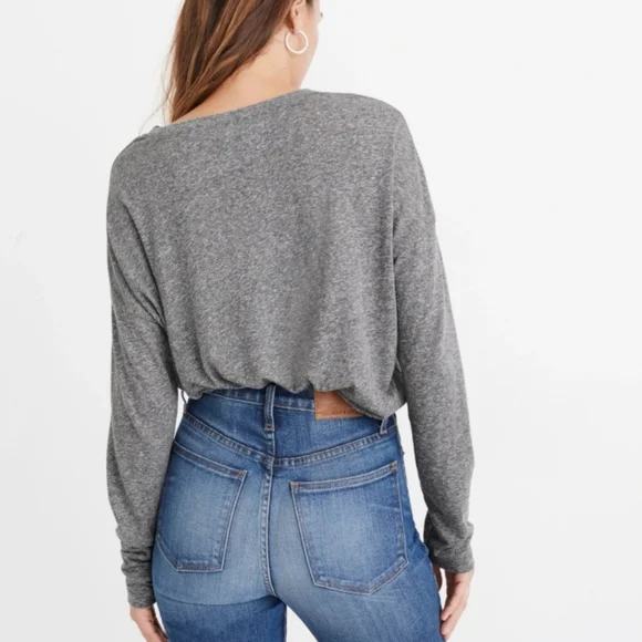 Rivet & Thread Madewell Gray Ex Boyfriend Long Sleeve Tee Shirt NWOT! - Picture 3 of 9